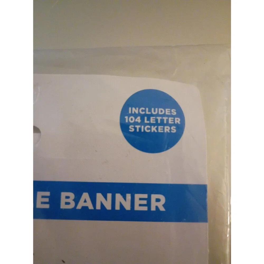 321 Party DIY Customize Banner 9 ft String 13 Black Pennants 104 Stickers NEW